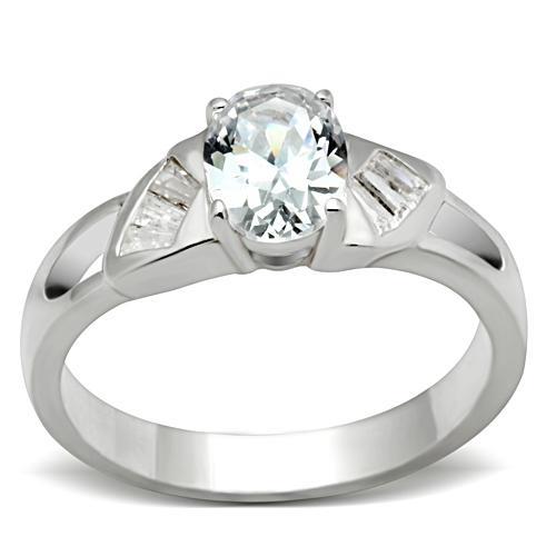 MASS048 - Silver 925 Sterling Silver Ring with AAA Grade CZ  in Clear
