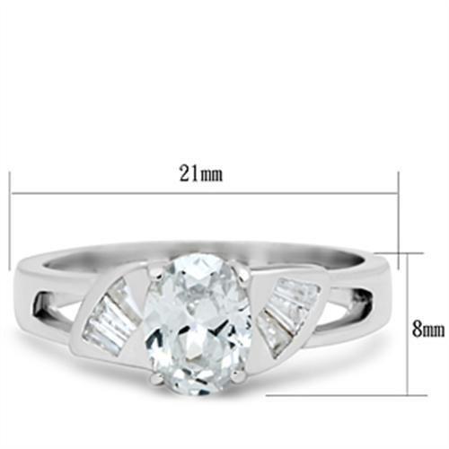 MASS048 - Silver 925 Sterling Silver Ring with AAA Grade CZ  in Clear