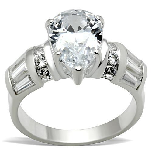 MASS049 - Silver 925 Sterling Silver Ring with AAA Grade CZ  in Clear