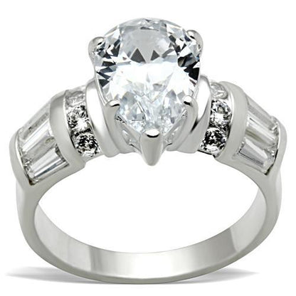 MASS049 - Silver 925 Sterling Silver Ring with AAA Grade CZ  in Clear