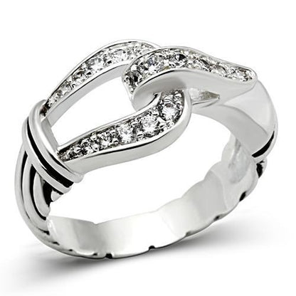 MASS050 - Silver 925 Sterling Silver Ring with AAA Grade CZ  in Clear