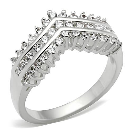 MASS051 - Silver 925 Sterling Silver Ring with AAA Grade CZ  in Clear