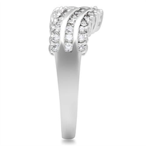 MASS051 - Silver 925 Sterling Silver Ring with AAA Grade CZ  in Clear