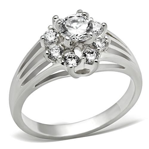 MASS053 - Silver 925 Sterling Silver Ring with AAA Grade CZ  in Clear