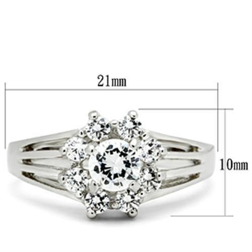 MASS053 - Silver 925 Sterling Silver Ring with AAA Grade CZ  in Clear