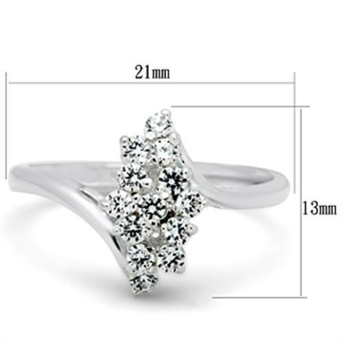 MASS054 - Silver 925 Sterling Silver Ring with AAA Grade CZ  in Clear