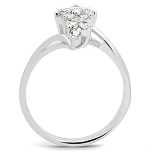 MASS054 - Silver 925 Sterling Silver Ring with AAA Grade CZ  in Clear