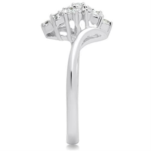 MASS054 - Silver 925 Sterling Silver Ring with AAA Grade CZ  in Clear
