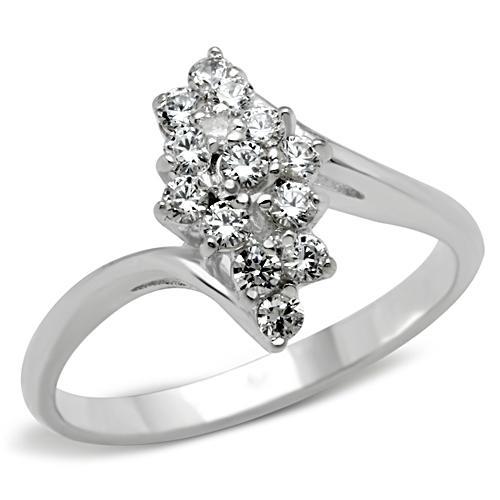 MASS054 - Silver 925 Sterling Silver Ring with AAA Grade CZ  in Clear