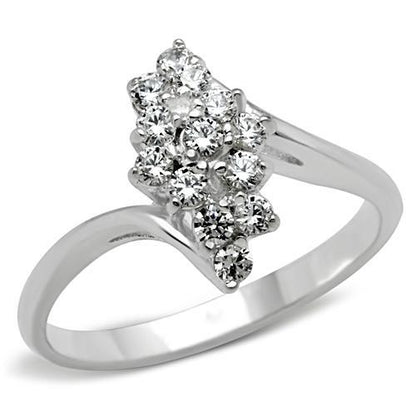MASS054 - Silver 925 Sterling Silver Ring with AAA Grade CZ  in Clear