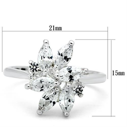MASS055 - Silver 925 Sterling Silver Ring with AAA Grade CZ  in Clear