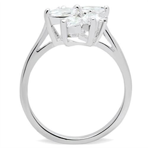 MASS055 - Silver 925 Sterling Silver Ring with AAA Grade CZ  in Clear