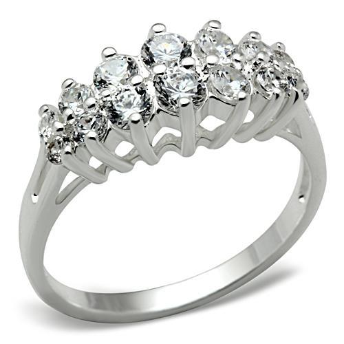 MASS056 - Silver 925 Sterling Silver Ring with AAA Grade CZ  in Clear