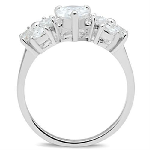 MASS057 - Silver 925 Sterling Silver Ring with AAA Grade CZ  in Clear