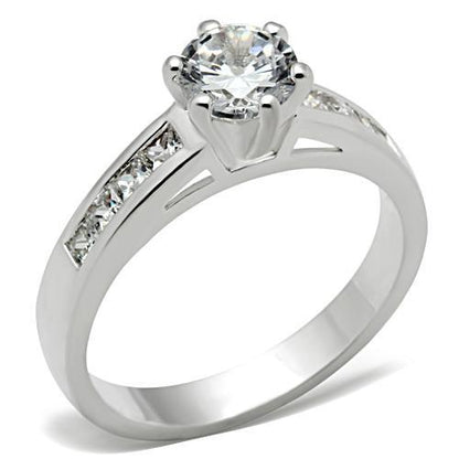 MASS058 - Silver 925 Sterling Silver Ring with AAA Grade CZ  in Clear