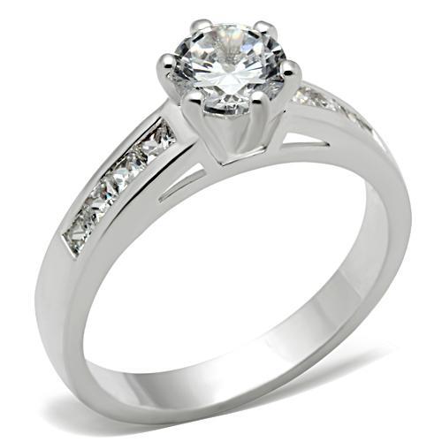 MASS058 - Silver 925 Sterling Silver Ring with AAA Grade CZ  in Clear