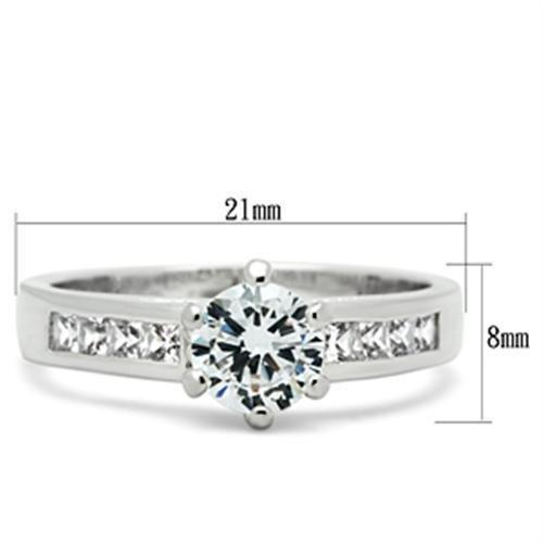 MASS058 - Silver 925 Sterling Silver Ring with AAA Grade CZ  in Clear