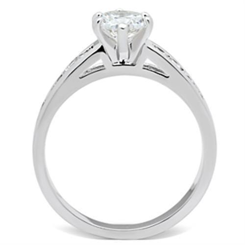 MASS058 - Silver 925 Sterling Silver Ring with AAA Grade CZ  in Clear