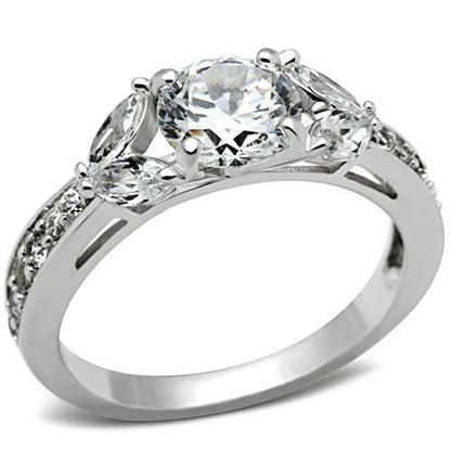 MASS059 - Silver 925 Sterling Silver Ring with AAA Grade CZ  in Clear
