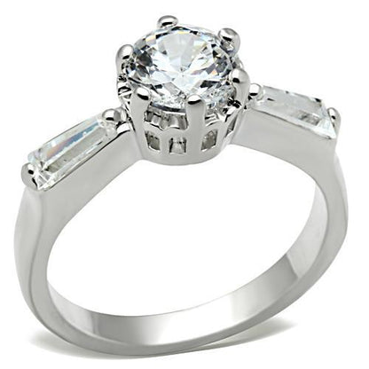 MASS060 - Silver 925 Sterling Silver Ring with AAA Grade CZ  in Clear