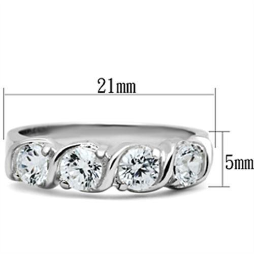 MASS063 - Silver 925 Sterling Silver Ring with AAA Grade CZ  in Clear