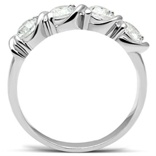 MASS063 - Silver 925 Sterling Silver Ring with AAA Grade CZ  in Clear