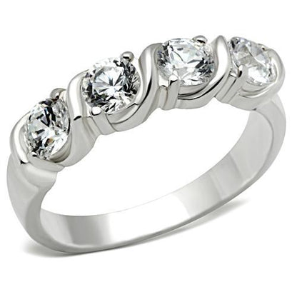 MASS063 - Silver 925 Sterling Silver Ring with AAA Grade CZ  in Clear