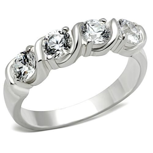 MASS063 - Silver 925 Sterling Silver Ring with AAA Grade CZ  in Clear