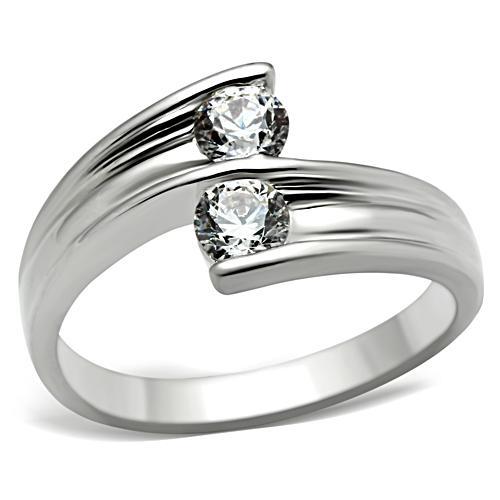 MASS064 - Silver 925 Sterling Silver Ring with AAA Grade CZ  in Clear
