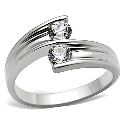 MASS064 - Silver 925 Sterling Silver Ring with AAA Grade CZ  in Clear