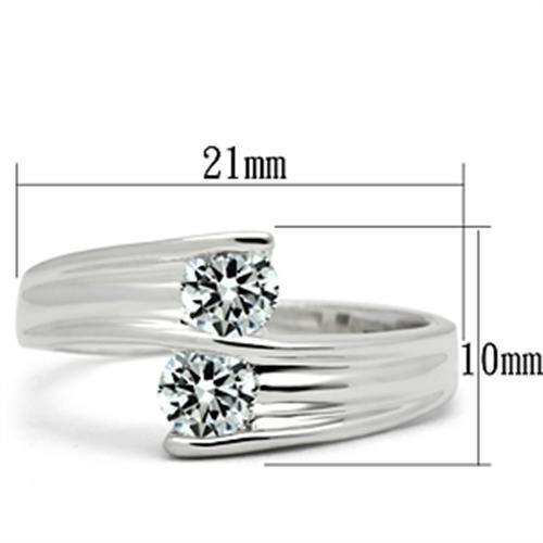 MASS064 - Silver 925 Sterling Silver Ring with AAA Grade CZ  in Clear