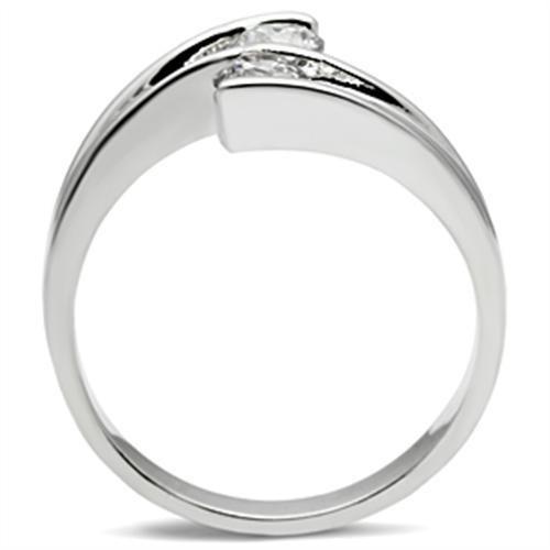 MASS064 - Silver 925 Sterling Silver Ring with AAA Grade CZ  in Clear