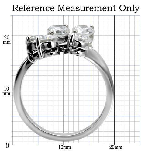 MATK001 - High polished (no plating) Stainless Steel Ring with AAA Grade CZ  in Clear