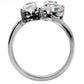 MATK001 - High polished (no plating) Stainless Steel Ring with AAA Grade CZ  in Clear