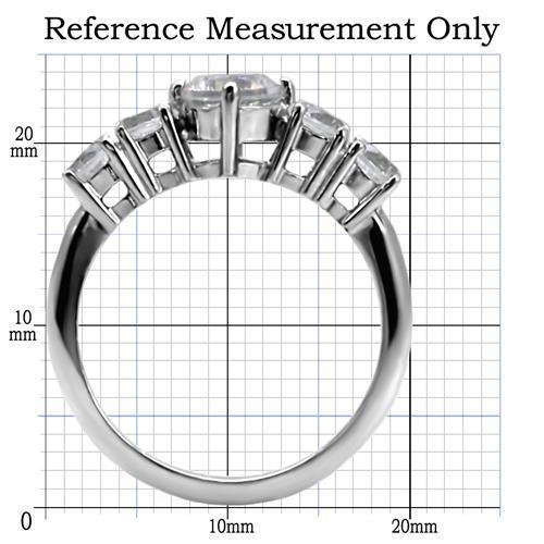 MATK003 - High polished (no plating) Stainless Steel Ring with AAA Grade CZ  in Clear
