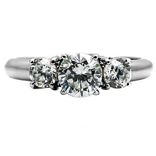 MATK004 - High polished (no plating) Stainless Steel Ring with AAA Grade CZ  in Clear