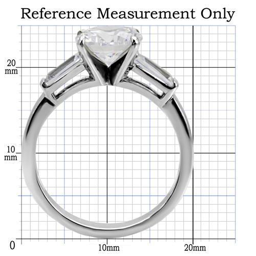 MATK005 - High polished (no plating) Stainless Steel Ring with AAA Grade CZ  in Clear