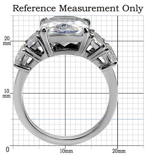 MATK007 - High polished (no plating) Stainless Steel Ring with AAA Grade CZ  in Clear