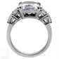 MATK007 - High polished (no plating) Stainless Steel Ring with AAA Grade CZ  in Clear