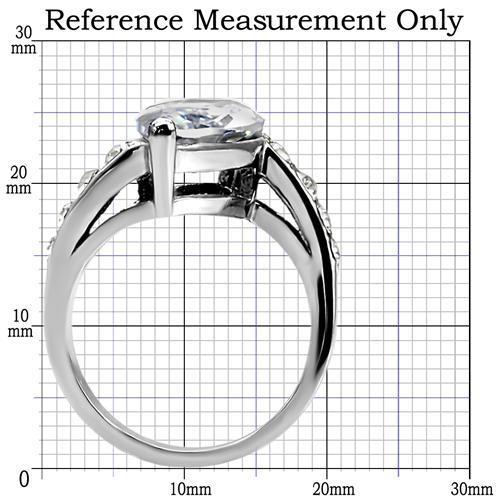 MATK008 - High polished (no plating) Stainless Steel Ring with AAA Grade CZ  in Clear