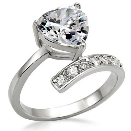 MATK009 - High-Polished Stainless Steel Ring with AAA Grade CZ  in Clear
