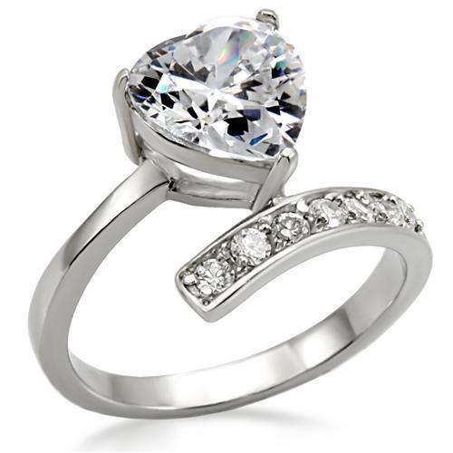 MATK009 - High-Polished Stainless Steel Ring with AAA Grade CZ  in Clear