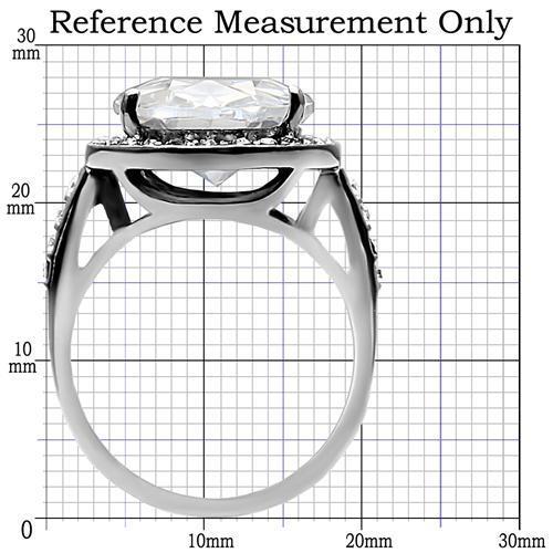 MATK010 - High polished (no plating) Stainless Steel Ring with AAA Grade CZ  in Clear