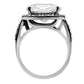 MATK010 - High polished (no plating) Stainless Steel Ring with AAA Grade CZ  in Clear