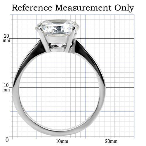 MATK013 - High polished (no plating) Stainless Steel Ring with AAA Grade CZ  in Clear