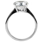 MATK013 - High polished (no plating) Stainless Steel Ring with AAA Grade CZ  in Clear