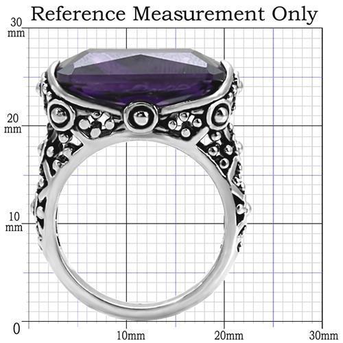 MATK015 - High polished (no plating) Stainless Steel Ring with AAA Grade CZ  in Amethyst
