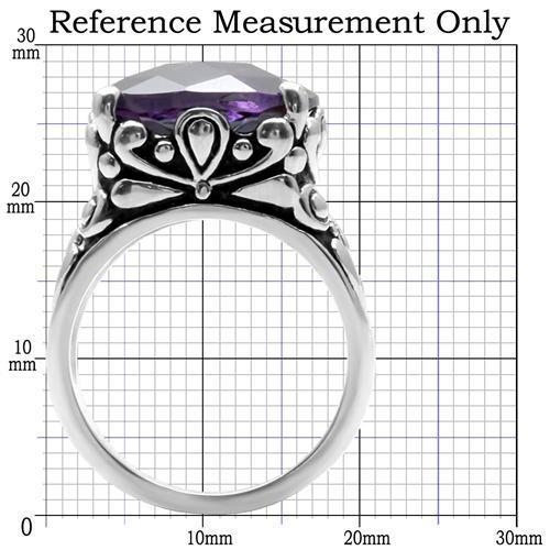 MATK016 - High polished (no plating) Stainless Steel Ring with AAA Grade CZ  in Amethyst