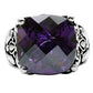 MATK016 - High polished (no plating) Stainless Steel Ring with AAA Grade CZ  in Amethyst