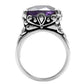 MATK016 - High polished (no plating) Stainless Steel Ring with AAA Grade CZ  in Amethyst